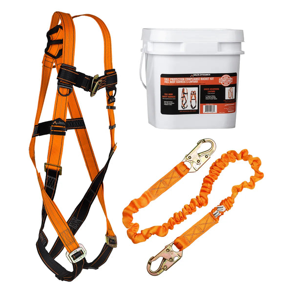 Malta Dynamics fall protection compliance kit in bucket