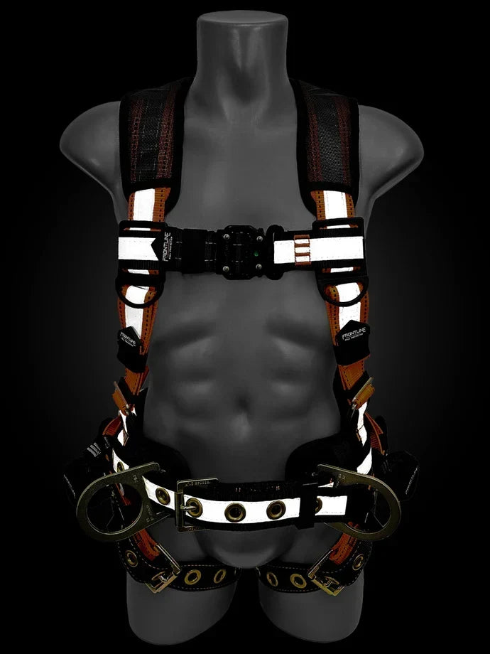 Frontline Combat reflective full body harness with hi-vis webbing and reflective tape