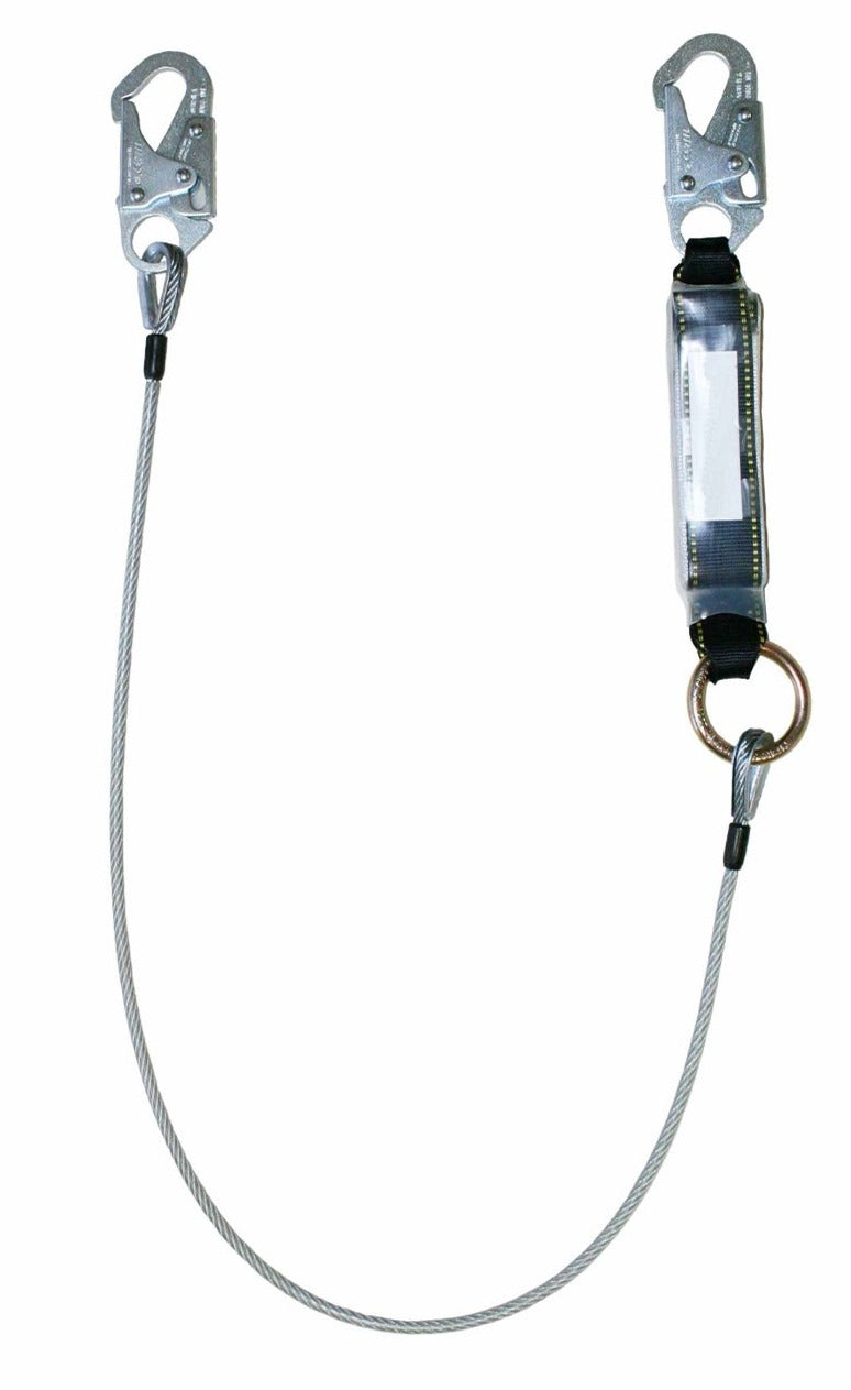 Safety Direct wire rope single leg energy-absorbing lanyard 310, double snap hooks