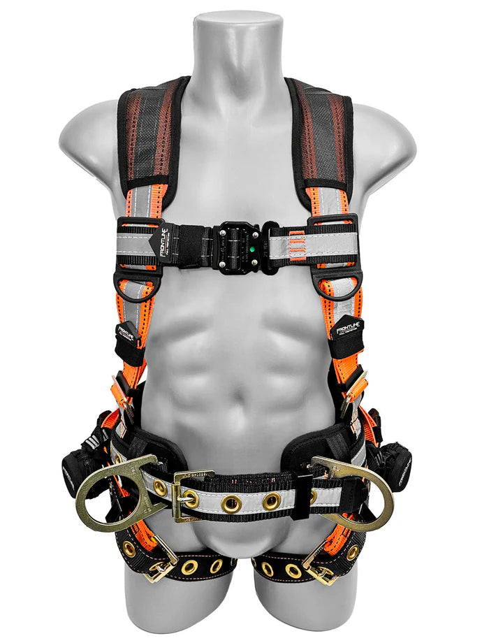 Harnais de corps complet de construction réfléchissant Frontline 100RCTB Combat™ avec sangles de jambes à boucle ardillon et sangles anti-traumatisme | Haute visibilité | Canada