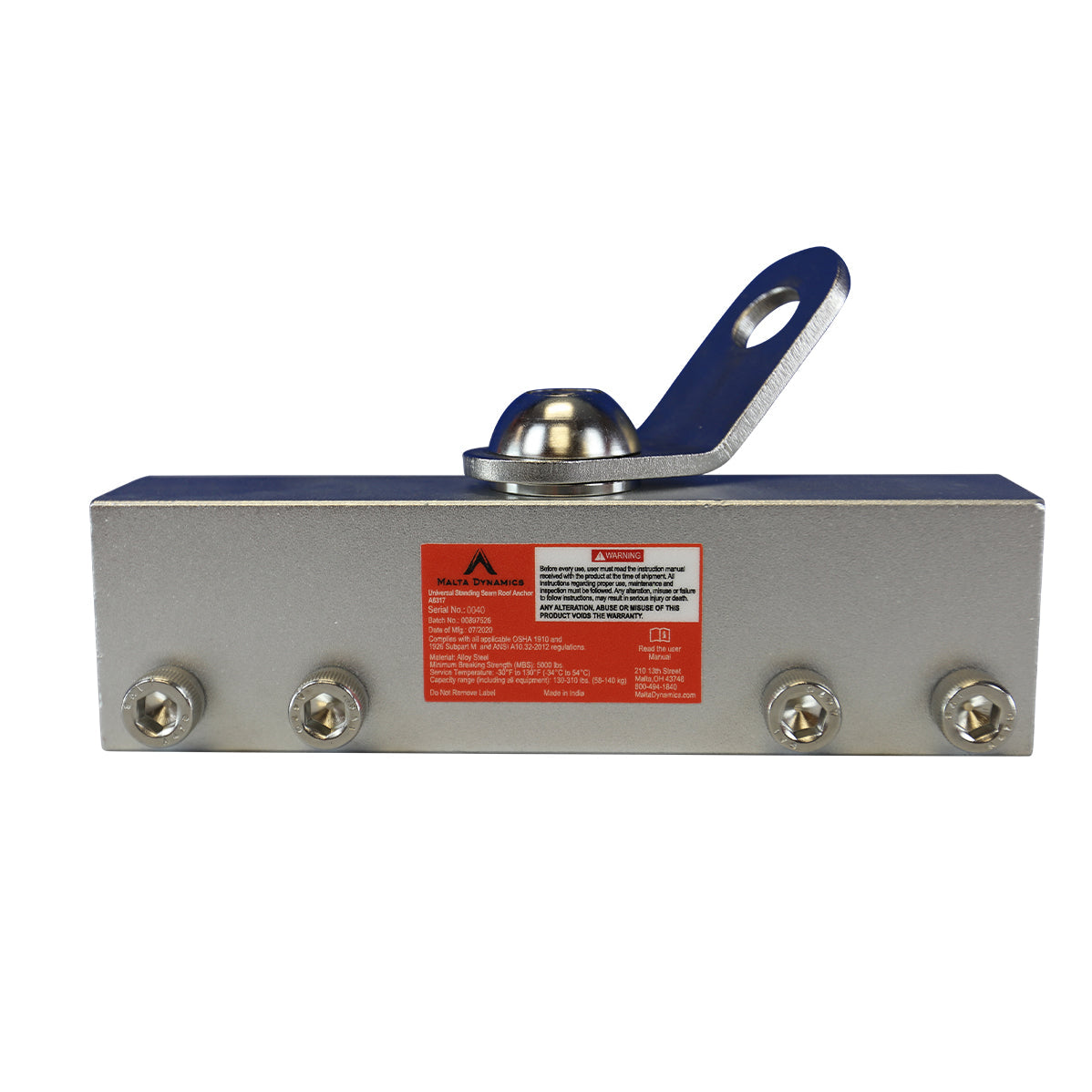 Malta Dynamics A6317 standing seam anchor, top view