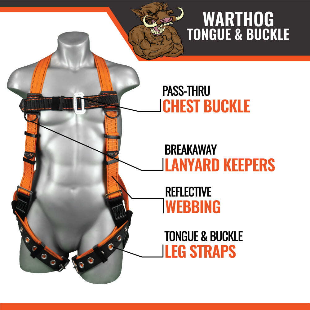 Malta Dynamics Warthog harness leg buckle and lanyard keeper callouts