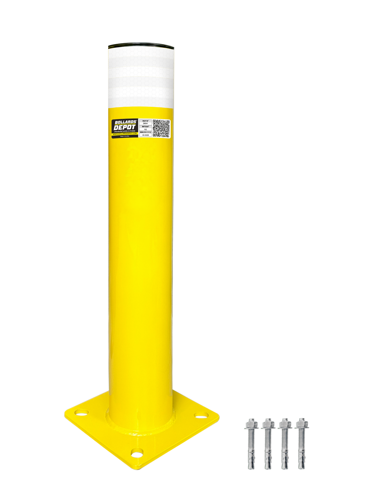 Frontline SB safety bollard, black and yellow reflective tape