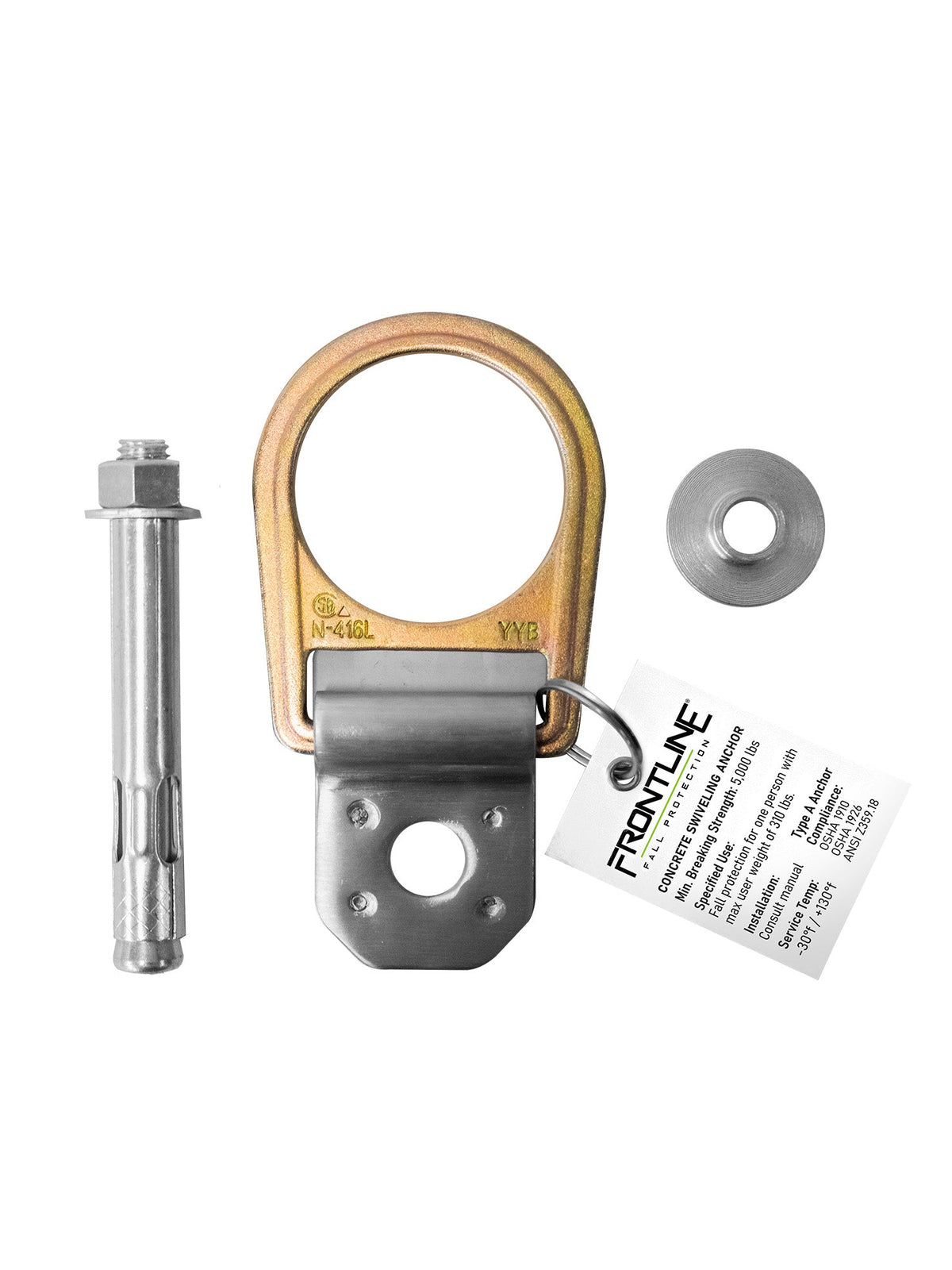 Frontline COB01SW concrete swiveling anchor with D-ring and bolt