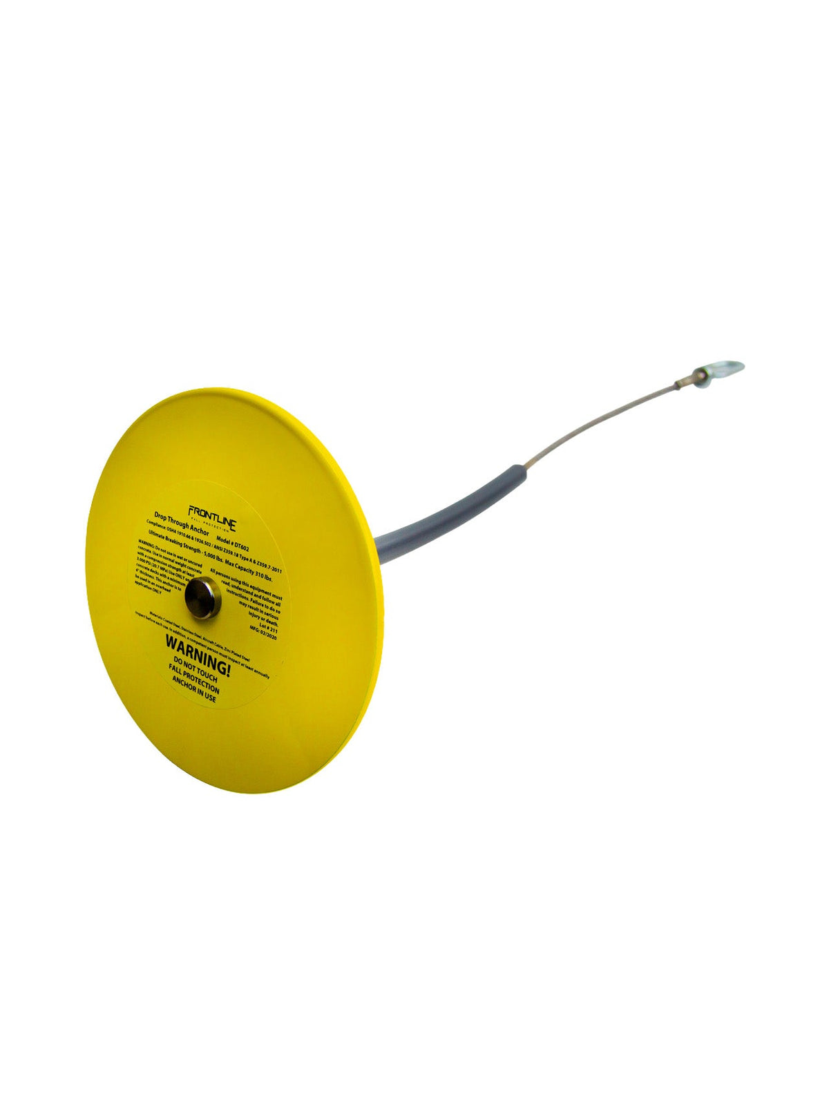 Frontline DT drop-thru anchor plate and cable, side view