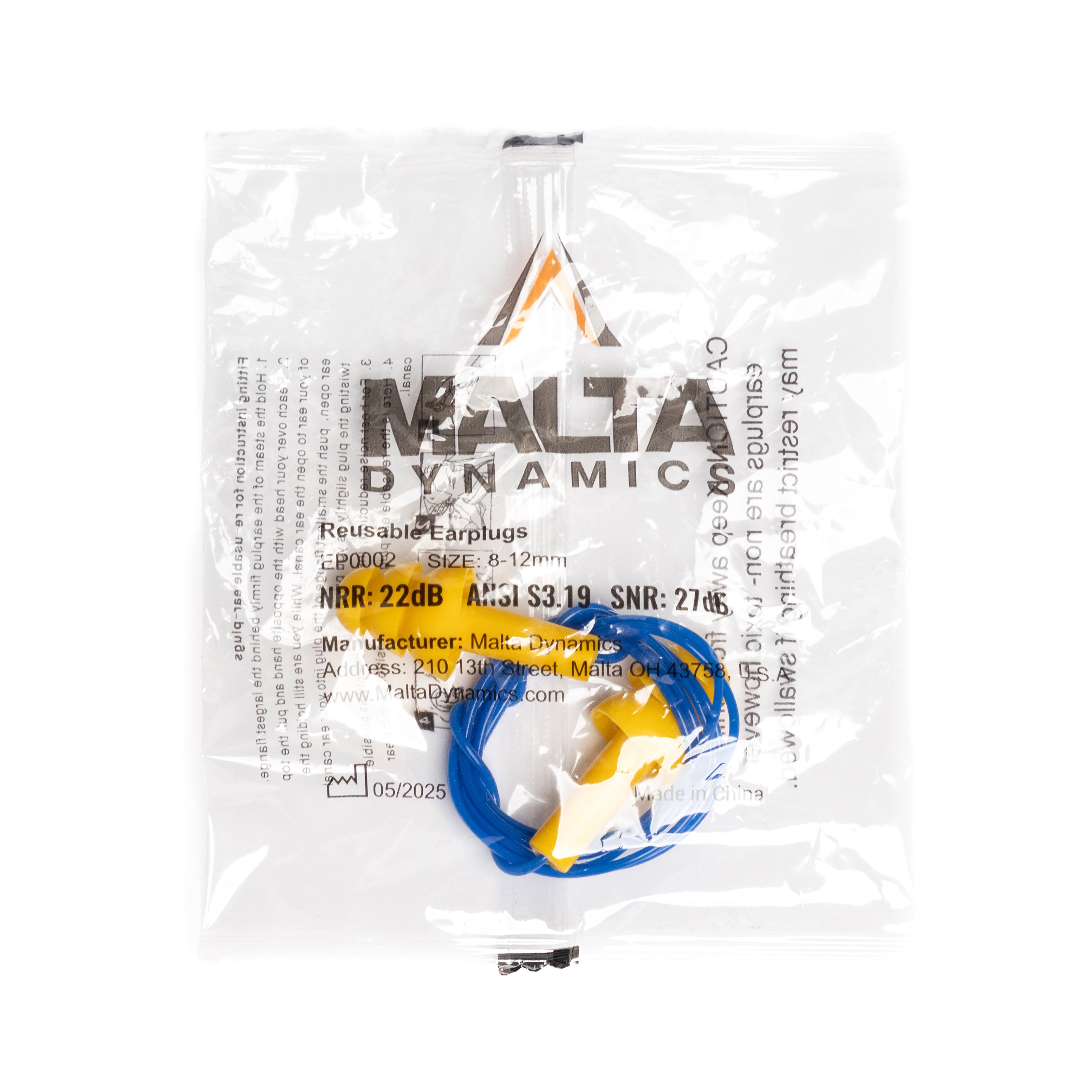 Malta Dynamics EP0002 Corded Earplugs - View 3