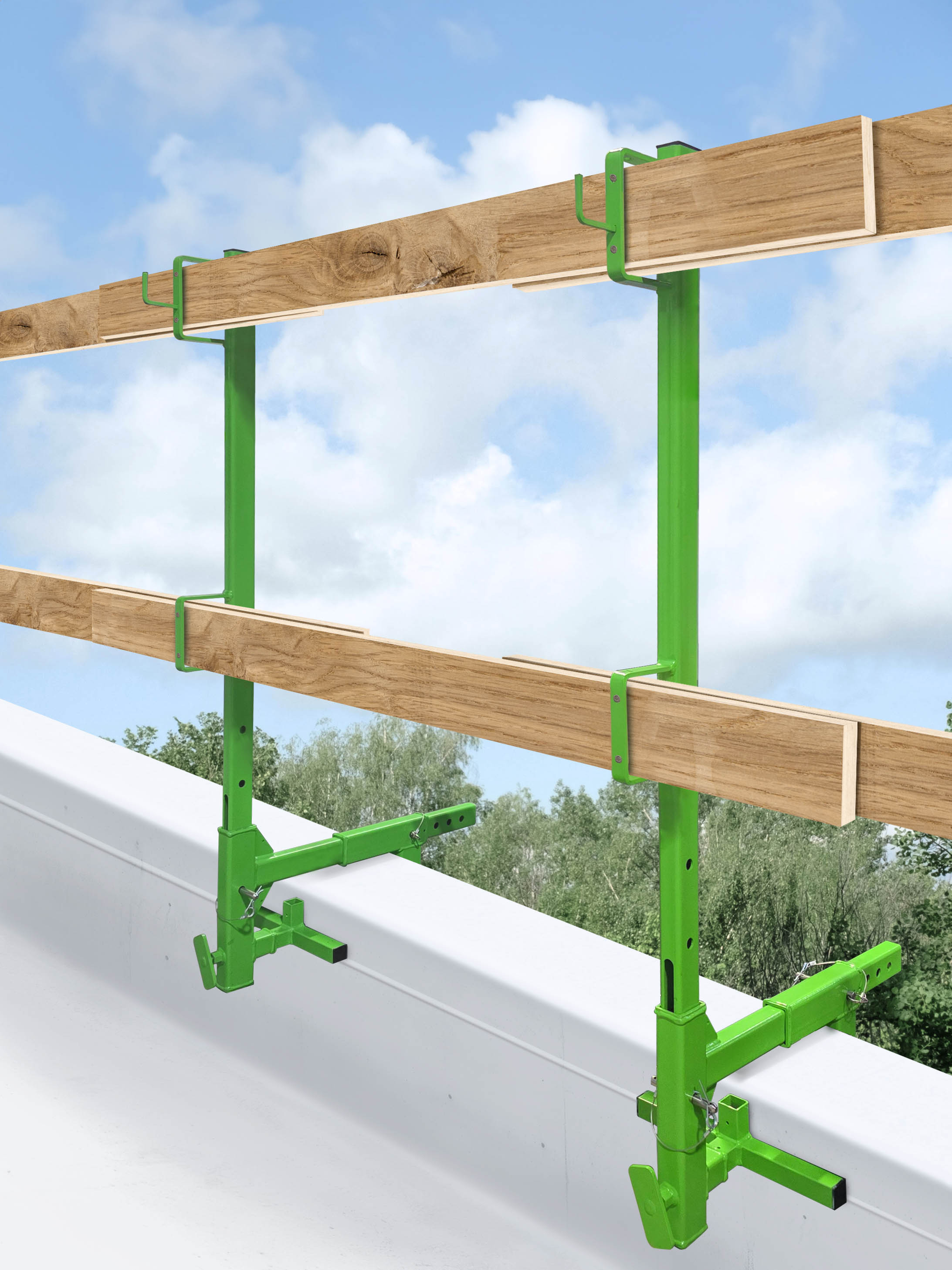 Frontline GUP2X4 parapet wall guardrail system in use