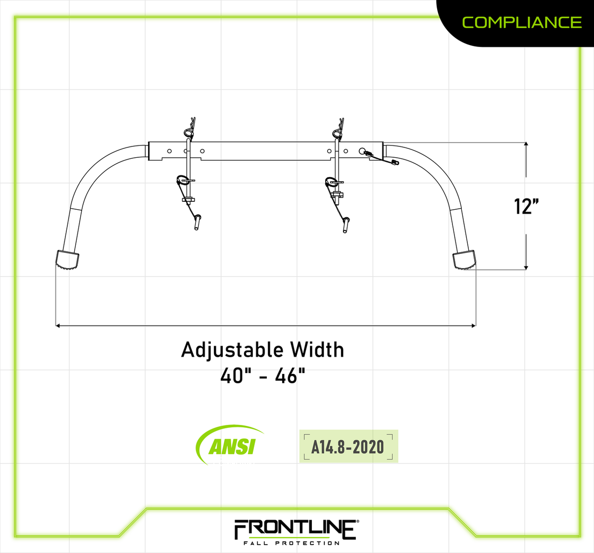 Frontline LAS48 spec sheet 3 of 3, ANSI A14.8-2020 compliance