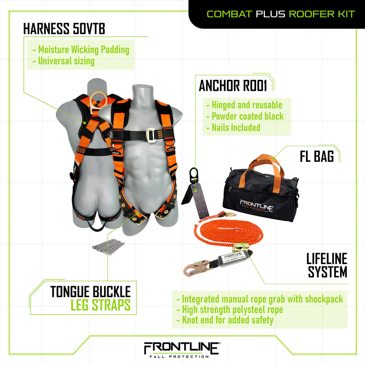 Frontline RK050V50 Combat™ Plus Kit complet de protection antichute pour couvreurs | Canada