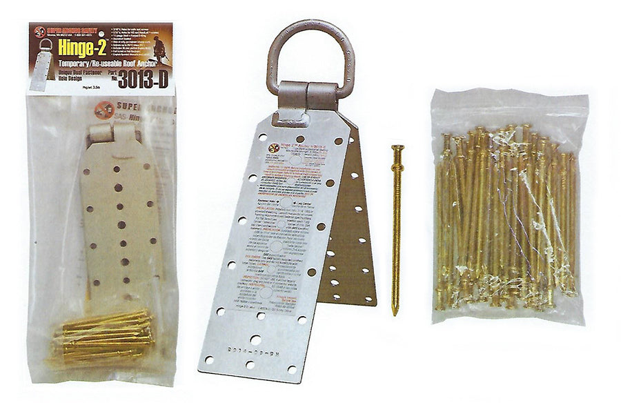 Super Anchor 3013-D Hinge-2 reusable roof anchor with duplex nails, included in the MAX 3001 bucket kit