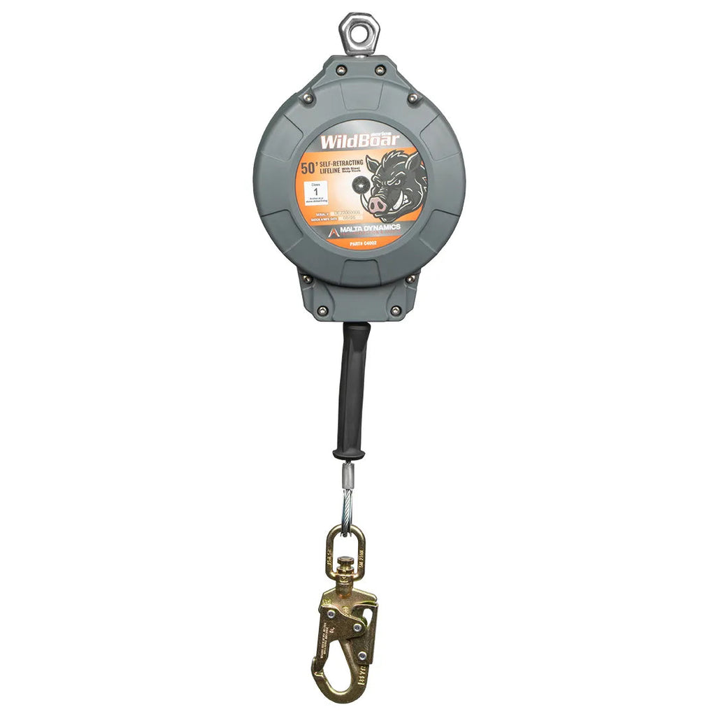 Malta Dynamics Wild Boar C4002 50 ft SRL with steel snap hook, front view