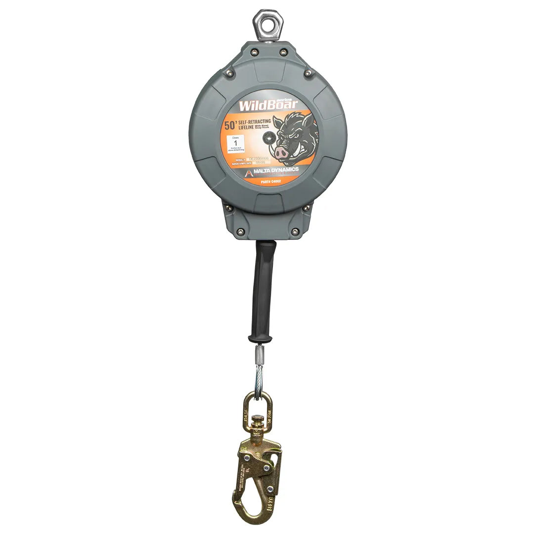 Malta Dynamics Wild Boar C4002 50 ft SRL with steel snap hook, front view