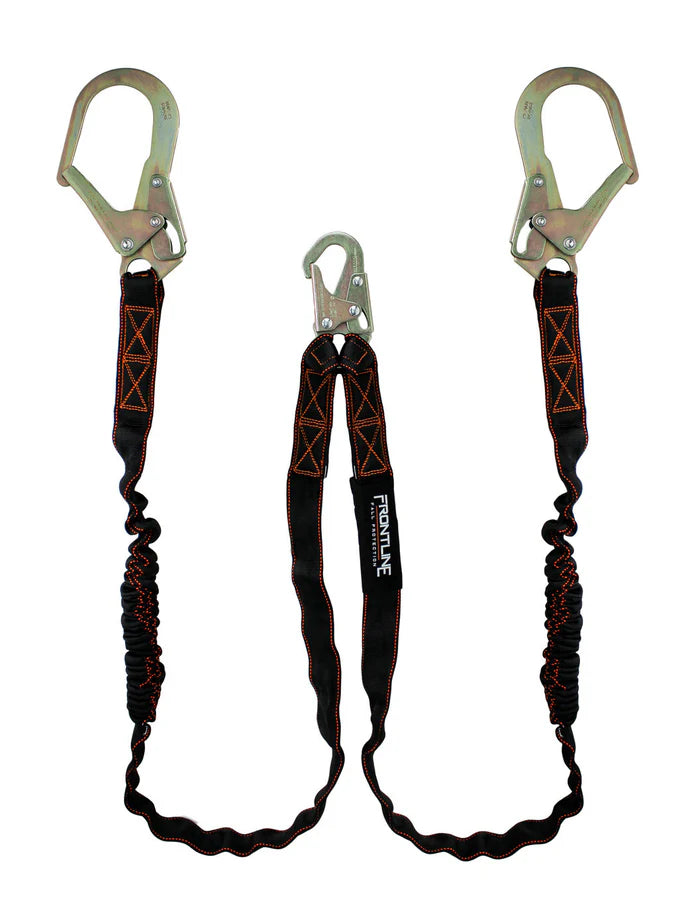 Longes avec absorbeur d'énergie interne Frontline LIS62R Combat™ à double corde d'attache de 6 pi avec crochets à armature | Attache à 100 % | CSA / OSHA Canada
