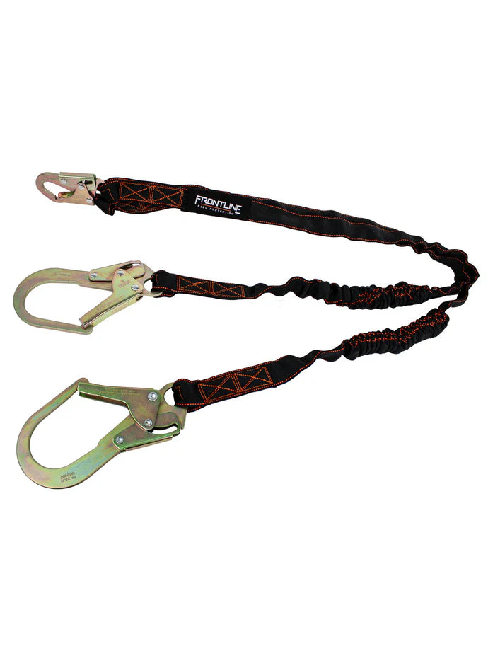 Longes avec absorbeur d'énergie interne Frontline LIS62R Combat™ à double corde d'attache de 6 pi avec crochets à armature | Attache à 100 % | CSA / OSHA Canada