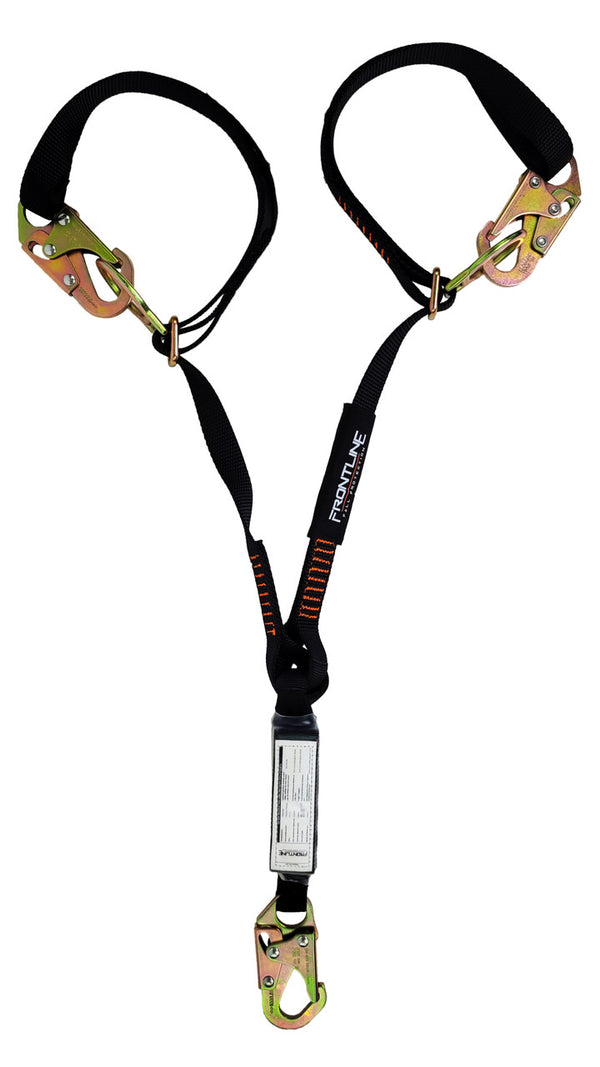 Frontline LPO62SADJ Combat™ 6' Tie-Back Double Leg  Shock Absorbing Lanyard with Snaphooks