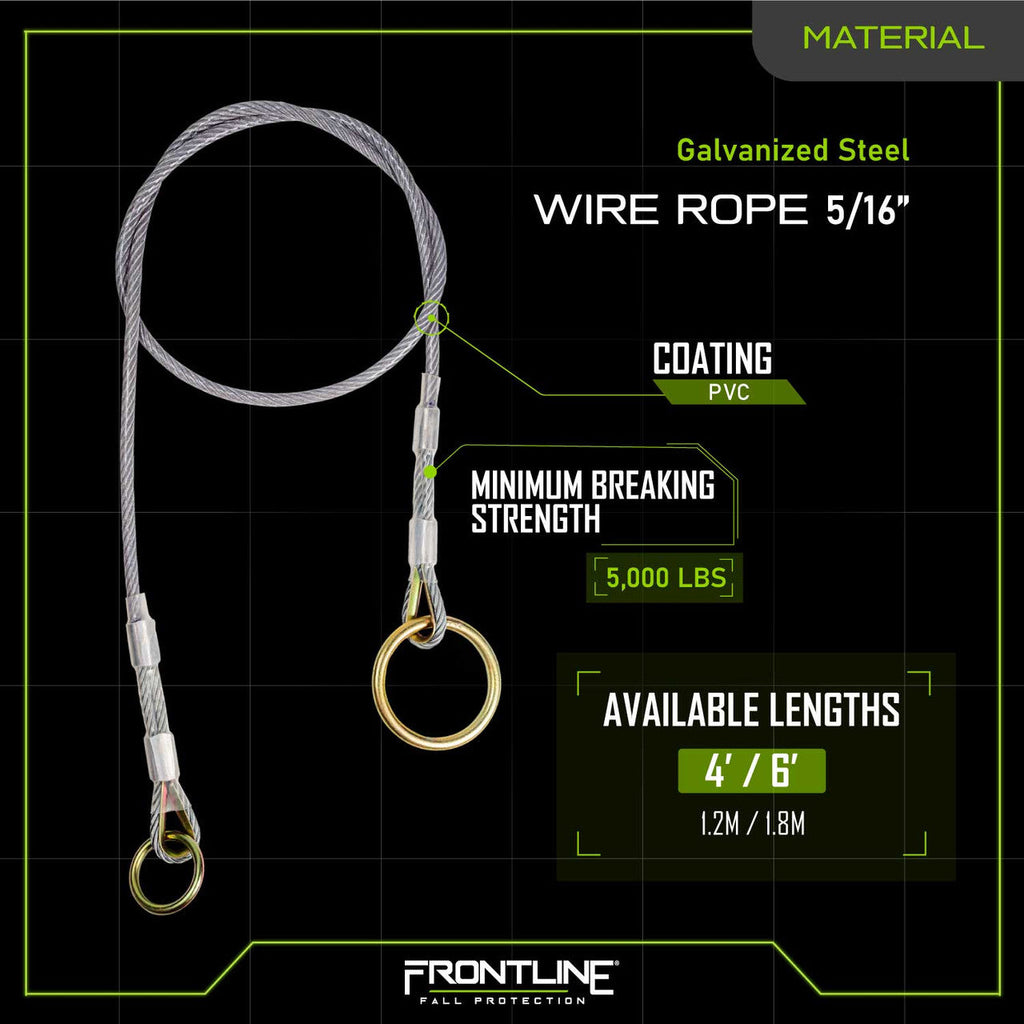 Frontline MPW materials sheet, 5/16 in galvanized wire rope with PVC coating
