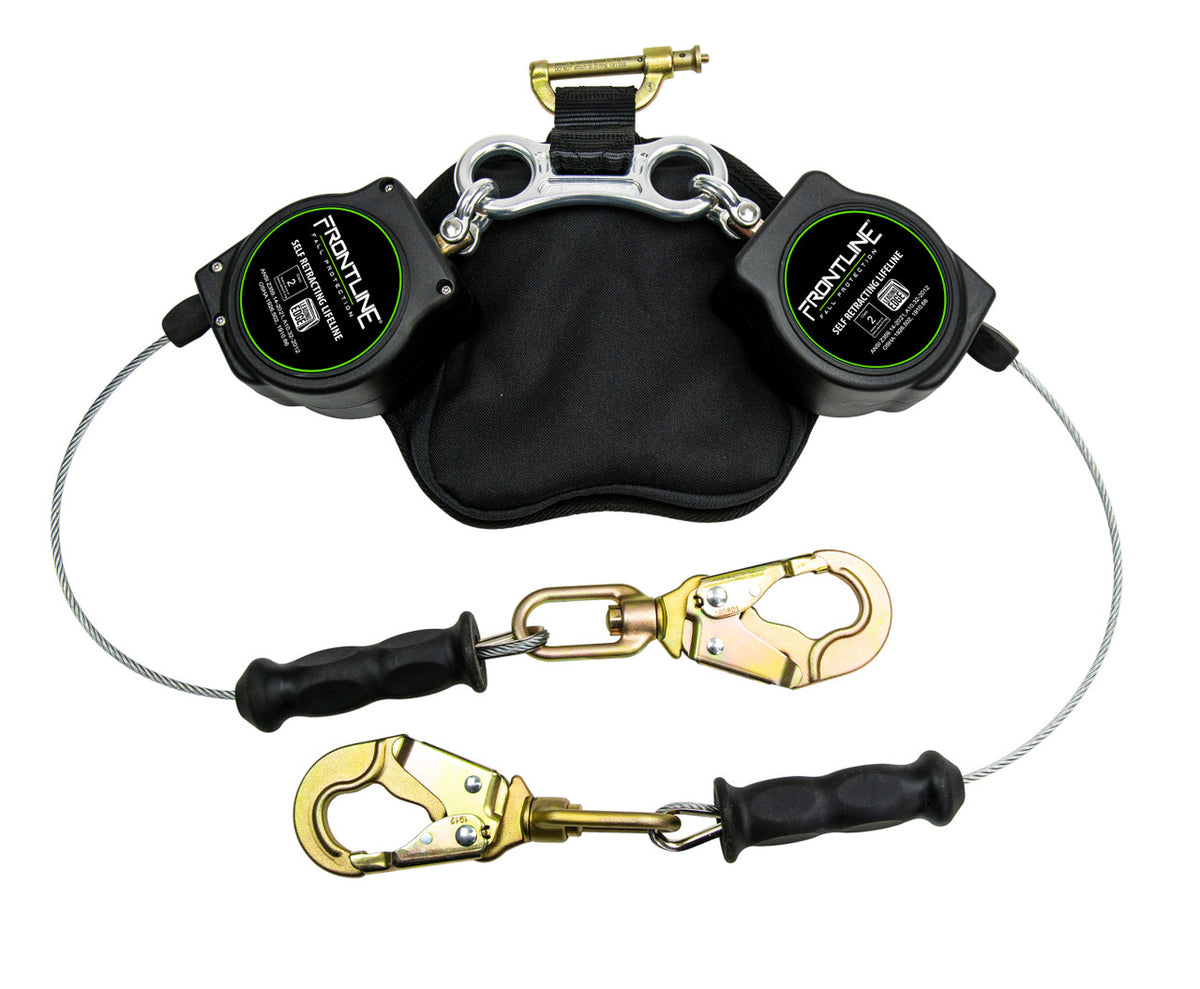 Frontline RPG082SLE 8 ft leading edge cable twin-leg SRL, full view with both lifelines out