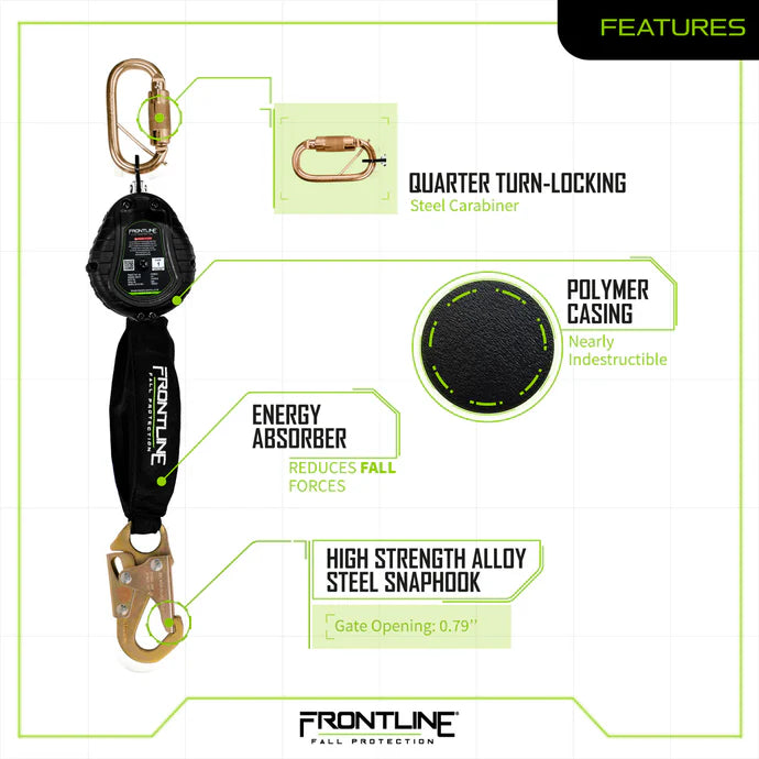 Kit antichute Frontline K100-RPW061S Combat™ Conformité | Harnais et antichute à rappel automatique 6 pi Canada