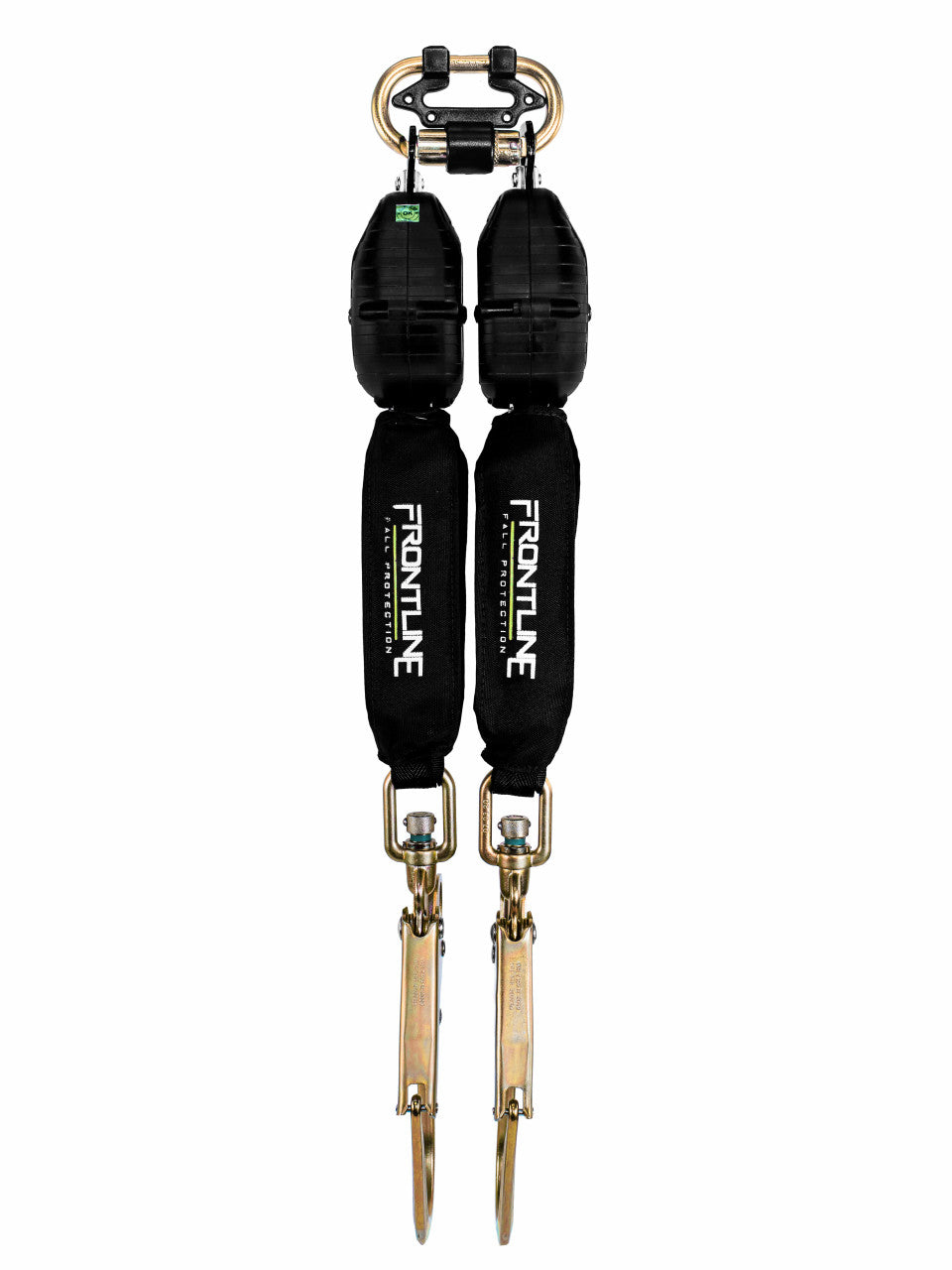 Frontline RPW062R 6 ft web twin-leg SRL with steel rebar hooks, side view