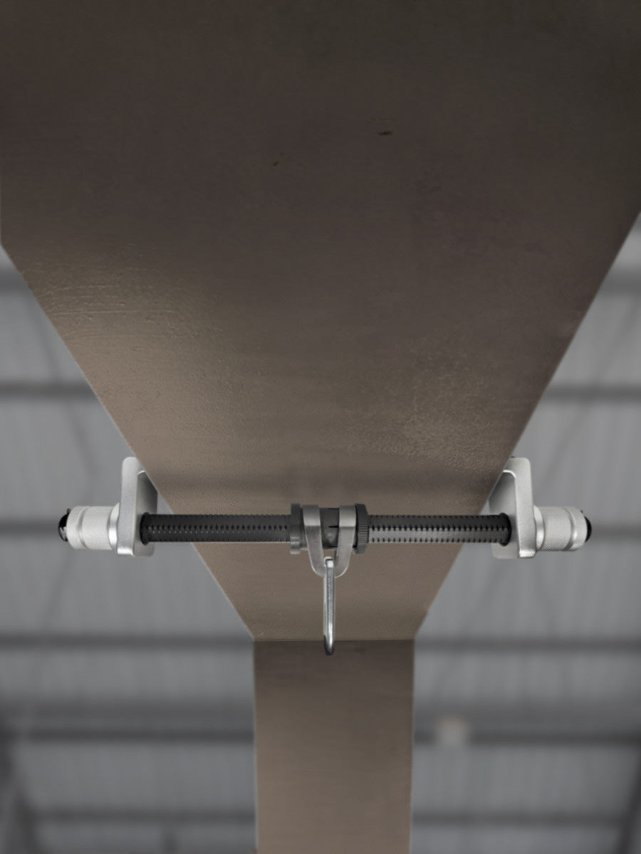 Frontline STAH slider anchor clamped on an I-beam