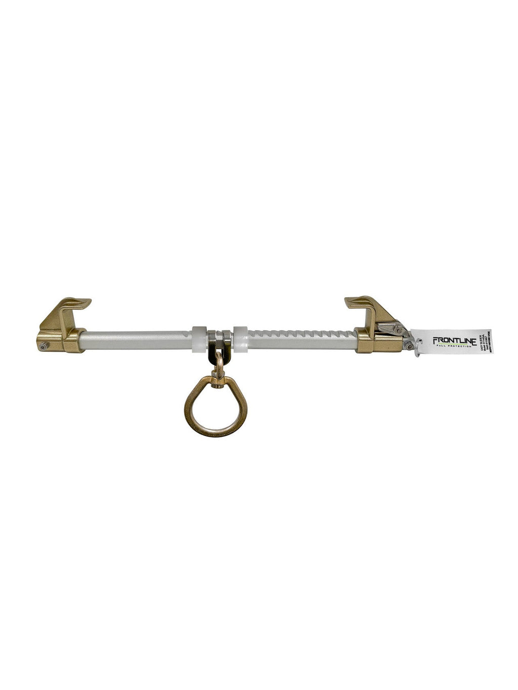Frontline ST14SA sliding I-beam anchor showing the swivel D-ring and bronze clamp
