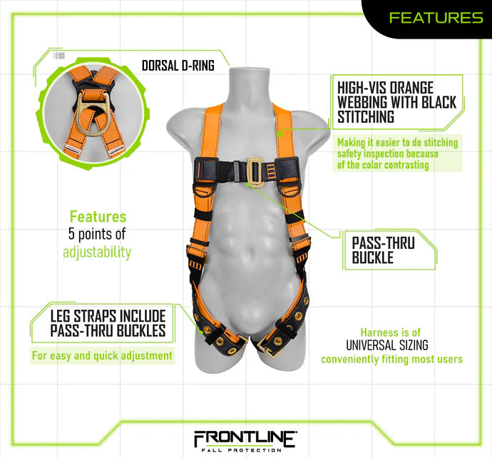 Kit antichute Frontline K100-RPW061S Combat™ Conformité | Harnais et antichute à rappel automatique 6 pi Canada