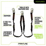 Longe double antichoc Frontline LIS62S Combat™ 6' avec mousqueton | ANSI Z359.13 | Canada