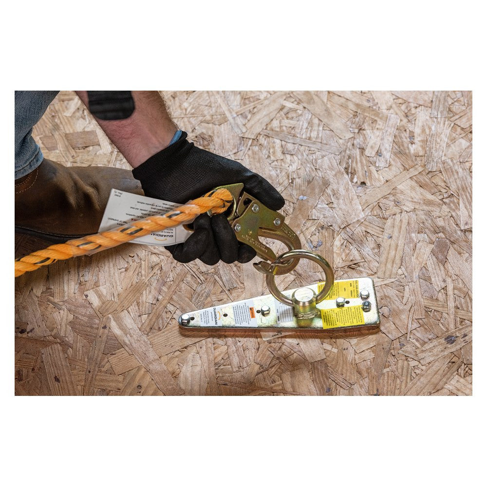 Guardian 00484 Bull Ring roof anchor, hook attached close-up