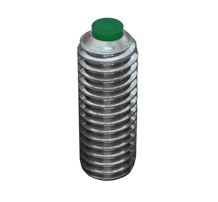 Single nylon tipped stainless set screw, close-up