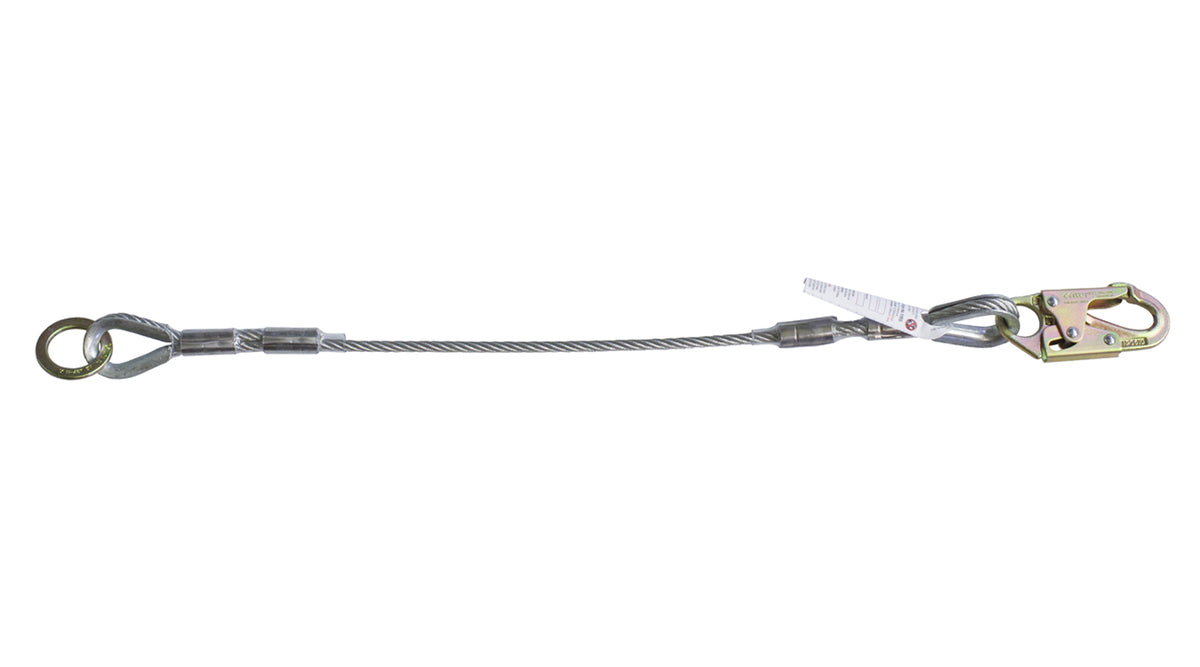 Super Anchor wire rope anchor with snaphook and connector ring