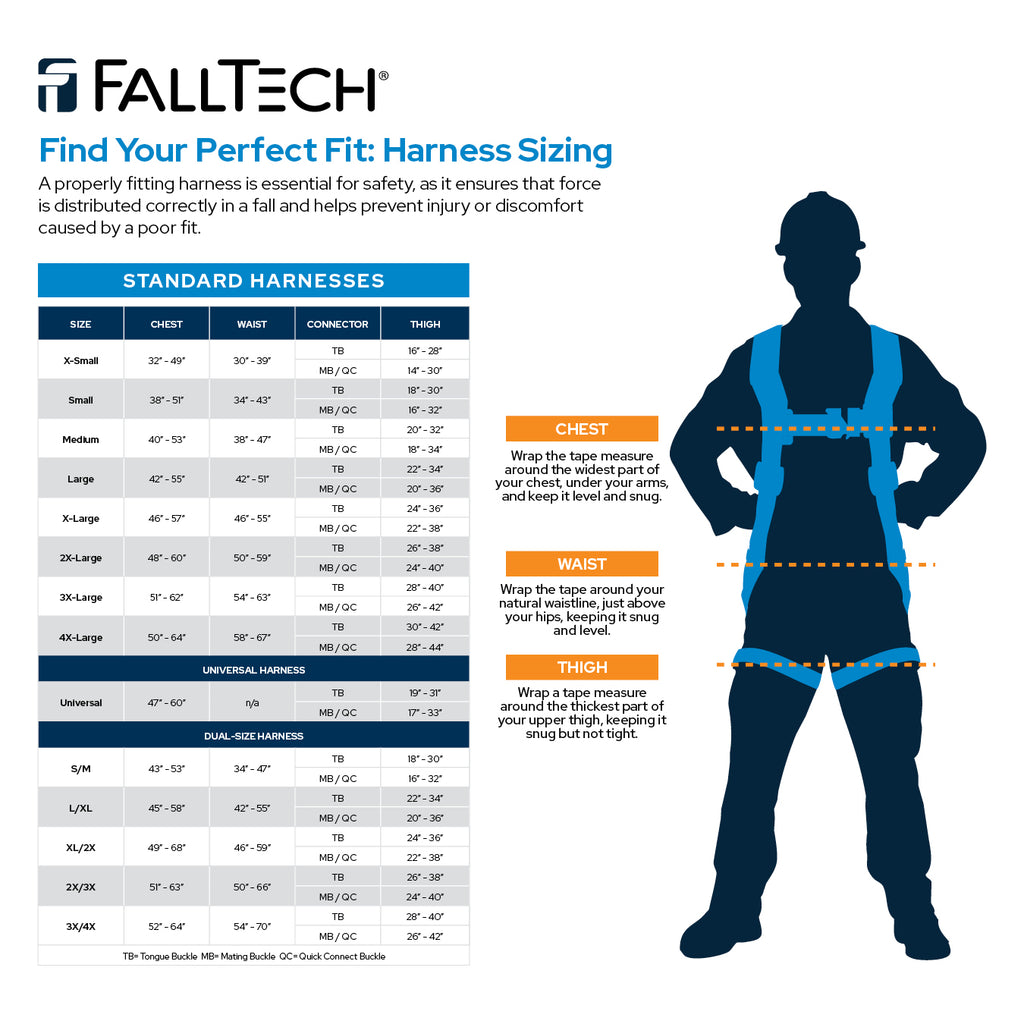 FallTech harness sizing chart
